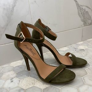 Olive green suede like heels